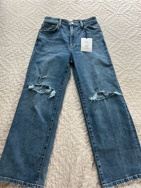 Joe's Jeans Distressed Wide Leg Blue Denim Jeans